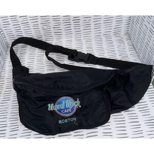 Hard Rock Cafe Boston Vintage‎ Black Nylon Fanny Pack Waist Bag Embroidered Logo